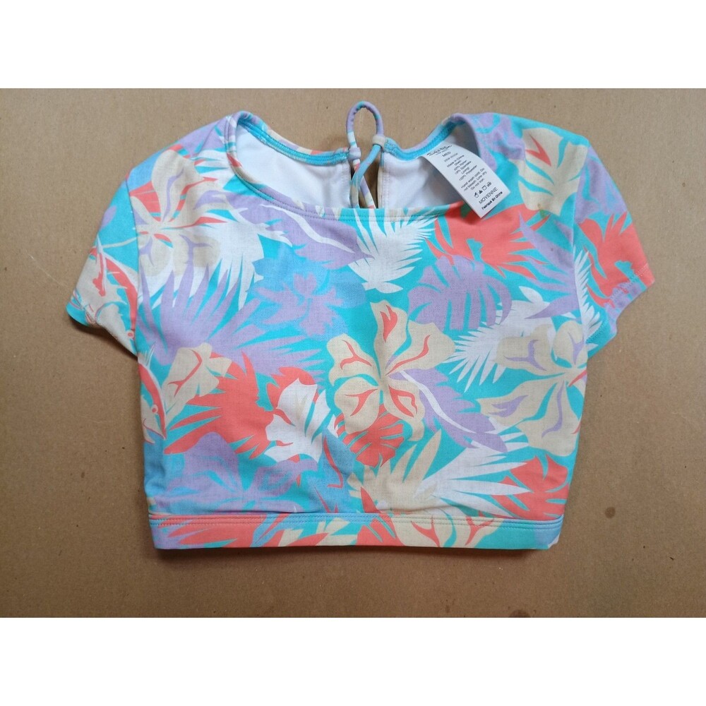 Salt Life Ladies Tankini Top Rash Guard Lace Up Sz Medium Tropical Bikini